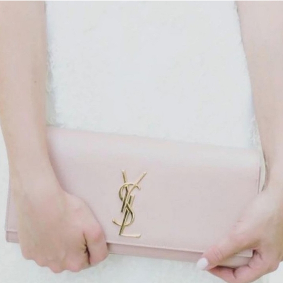 MSRP$1490! RARE!! YSL SAINT LAURENT MONOGRAM CLUTCH CASSANDRE IN GRAINED POURDE - Picture 1 of 10